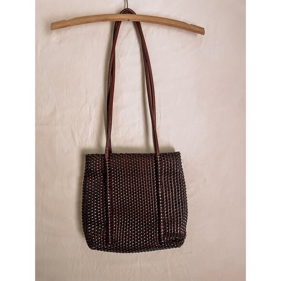 Vintage Nine West Woven Brown Leather Purse. Double handles. Great condition. - Picture 3 of 5